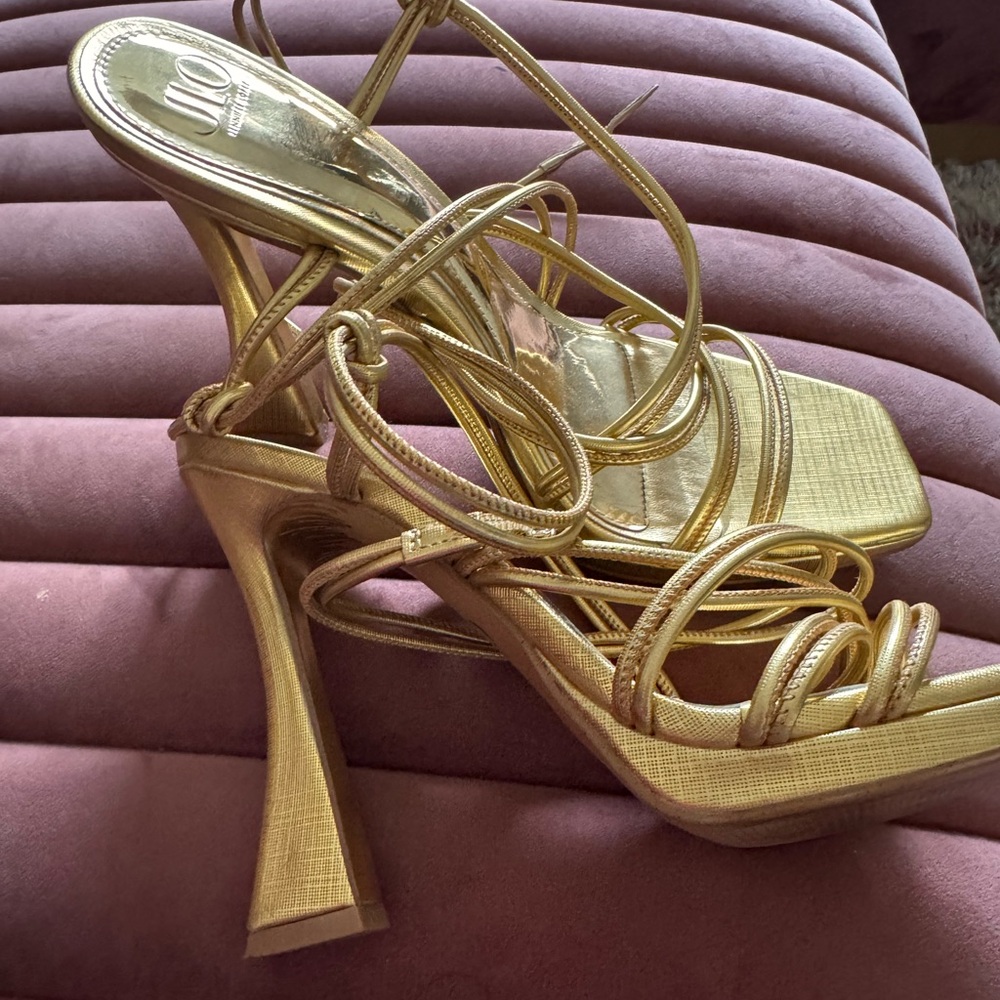 J Lo Gold Strappy Heels